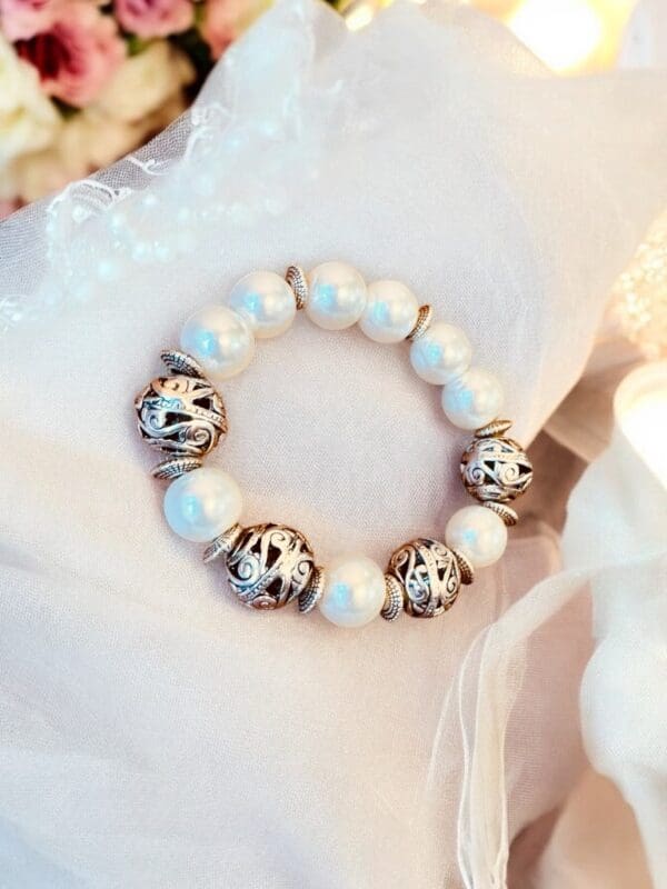 Silver Embellished Cultured Pearl Bracelet - Image 3