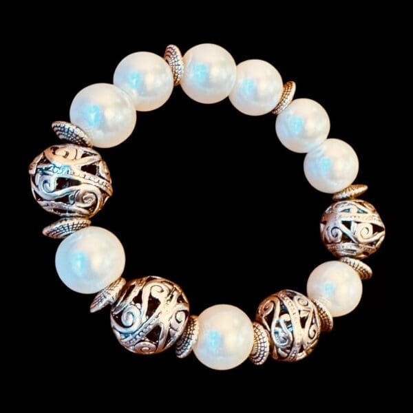 Silver Embellished Cultured Pearl Bracelet