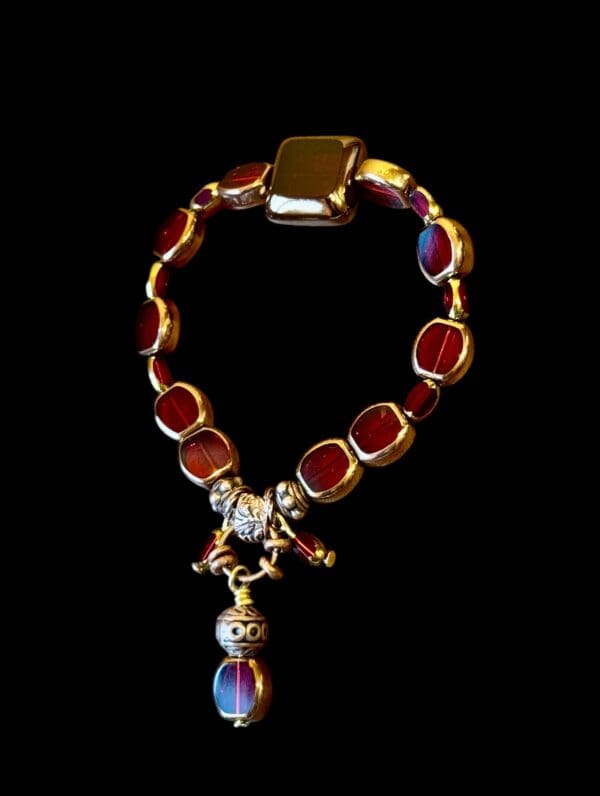 Garnet Charm Accent Bracelet