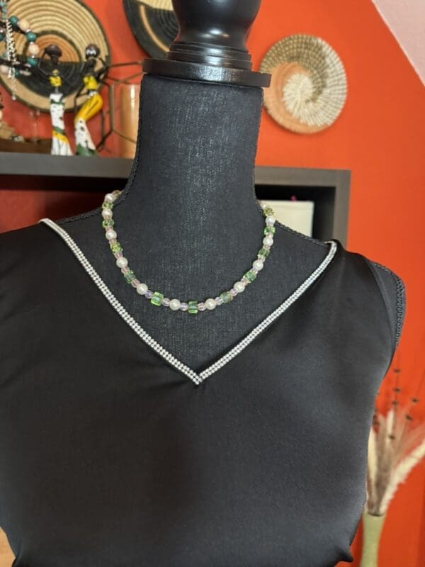 Short Pearl and Crystal Necklace