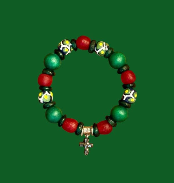 Gecko Green Krobo Cross Bracelet - Image 2