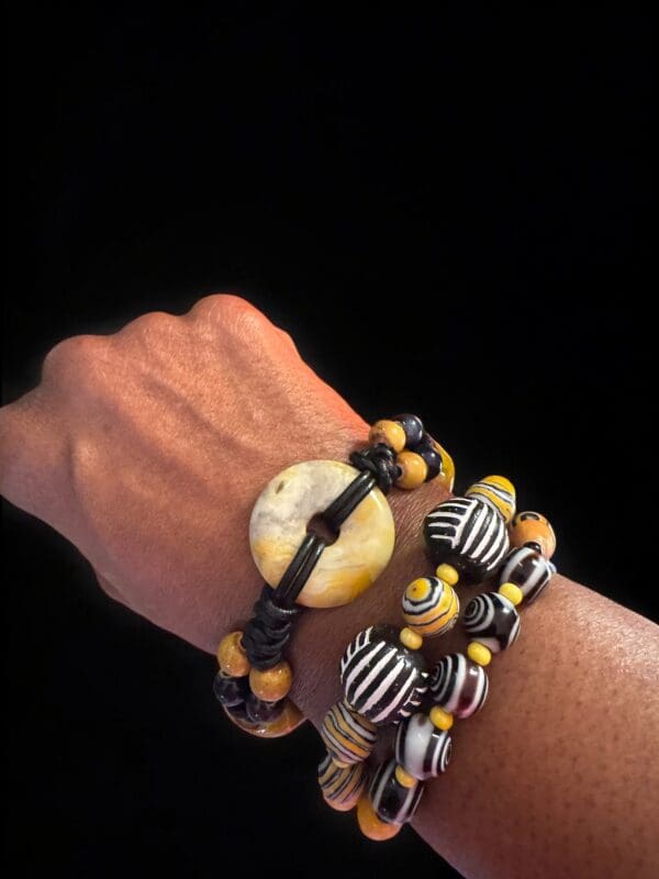 Yellow Malachite Black Painted Bead Bracelet - Image 3