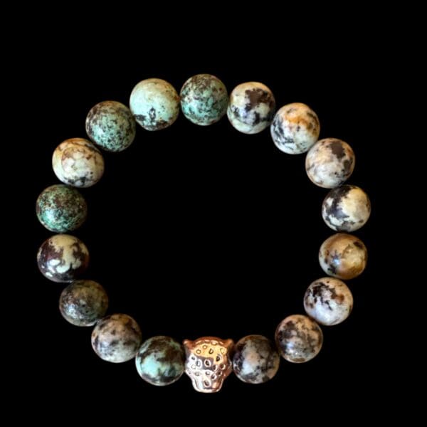 Natural African Turquoise Cheetah Charm Bracelet