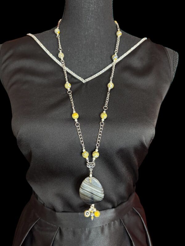 Yellow Malachite and Jasper Chain Necklace